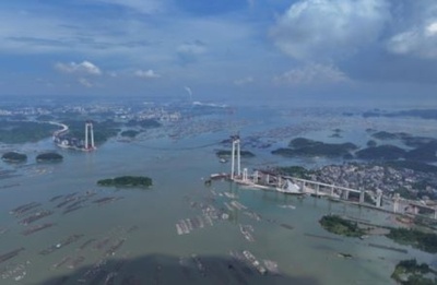 広西チワン族自治区で最長の海をまたぐ橋の工事 箱桁架設段階に