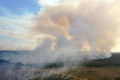 ブラジルの首都ブラジリアの国立公園で発生した山火事の煙（2024年9月16日撮影）。(c)EVARISTO SA / AFP