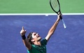 テニス、BNPパリバ・オープン、男子シングルス決勝。勝利を喜ぶロジャー・フェデラー（2017年3月19日撮影）。(c)AFP/ FREDERIC J. BROWN