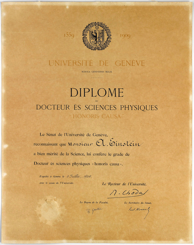 アインシュタインの博士号学位証、6月に競売へ スイス・ルツェルン