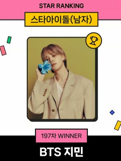 BTSジミン、197週連続で男性アイドル1位に