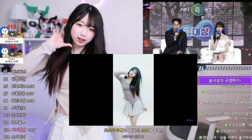 SOOPのストリーマー「ミダニ」が、生成AIライブ映像制作ツール「SAVVY」の映像を模倣する様子＝SOOP提供(c)NEWSIS