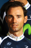 2012年シーズンの新チーム発表記者会見に臨むモビスター・チーム（Movistar Team）のアレハンドロ・バルベルデ（Alejandro Valverde、2012年2月1日撮影）。(c)AFP/DOMINIQUE FAGET