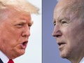 ドナルド・トランプ前米大統領（左）とジョー・バイデン米大統領（2022年2月16日作成）。(c)Sergio FLORES and Brendan Smialowski / AFP