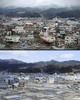 東日本大震災の被災地の震災直後の様子と、2012年1月の様子。

写真上は津波被害を受けた宮城県気仙沼市（2011年3月16日撮影）。写真下は現在の様子（2012年1月14日撮影）。(c)AFP/PHILIPPE LOPEZ/TORU YAMANAKA