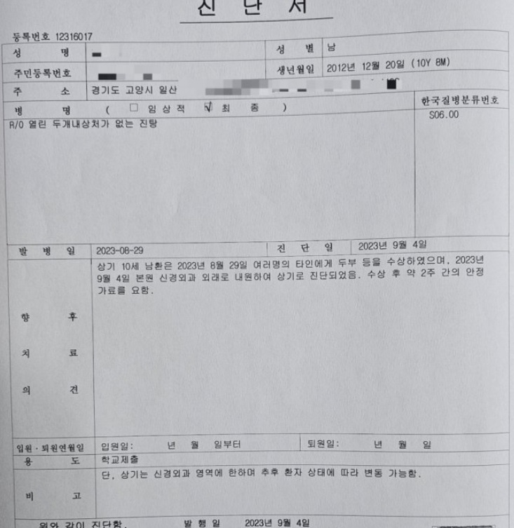 診断書（写真=読者提供）(c)MONEYTODAY