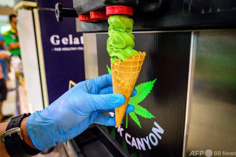 マカロンにソフトクリームも 大麻・伝統薬フェア開催 タイ・バンコク
