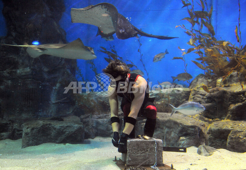 ｢脱出王｣にちなんだ水中脱出マジック 豪メルボルン