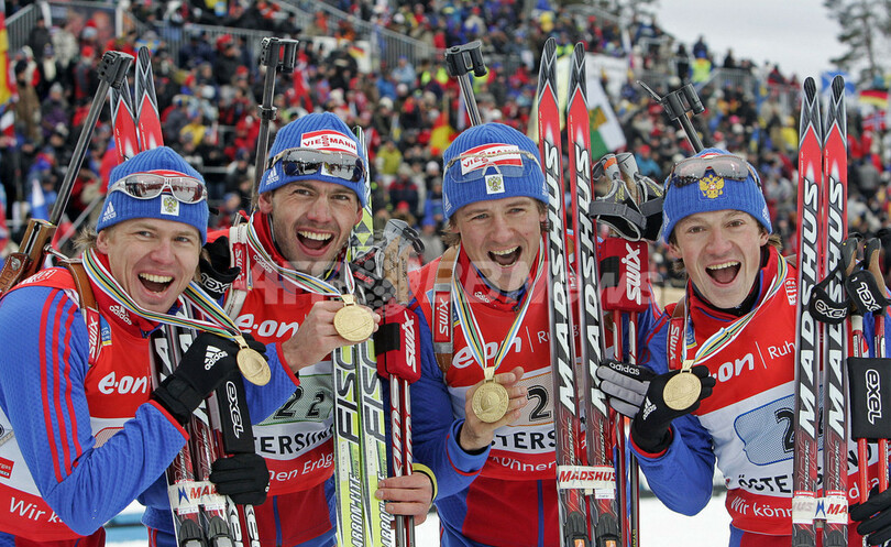 バイアスロン世界選手権 ロシアが男子リレーで2連覇