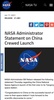 NASA公式サイトに公開されたビル・ネルソン長官の祝賀メッセージ（2021年6月18日提供）。(c)CGTN Japanese