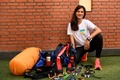 ネパールの首都カトマンズで、写真撮影に応じるウクライナ人登山家のアントニーナ・サモイロワさん（2022年4月13日撮影）。(c)PRAKASH MATHEMA / AFP