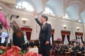 台湾・台北の総統府で行われた総統就任式で宣誓する頼清徳氏。総統府提供（2024年5月20日公開）。(c)AFP PHOTO / TAIWAN PRESIDENTIAL OFFICE 