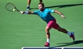 テニス、BNPパリバ・オープン、男子シングルス決勝。フォアハンドを打つスタン・ワウリンカ（2017年3月19日撮影）。(c)AFP/FREDERIC J. BROWN