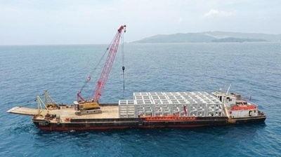 人工魚礁を投入、海洋生物の「新しい家」に 海南省三亜市