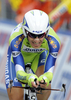 第92回ジロ・デ・イタリア（%%2009 Giro d&apos;Italia%%）第21ステージ（ローマ市街、14.4キロメートル個人タイムトライアル）。ラボバンク（%%Rabobank%%）のデニス・メンショフ（%%Denis Menchov%%、ロシア）が、首位と24秒差の19分06秒でステージを10位で終え、合計タイムを86時間03分11秒として総合優勝を果たした。写真は合計タイム86時間05分10秒で総合3位に入ったリクイガス（%%Liquigas%%）のフランコ・ペッリツォッティ（%%Franco Pellizotti%%）。（2009年5月31日撮影）(c)AFP/DAMIEN MEYER
