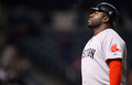 11MLB、クリーブランド・インディアンス（Cleveland Indians）対ボストン・レッドソックス（Boston Red Sox）。凡退して落胆してダグアウトに戻るレッドソックスのデビッド・オーティス（David Ortiz、2011年4月6日撮影）。(c)AFP/Getty Images/Jared Wickerham