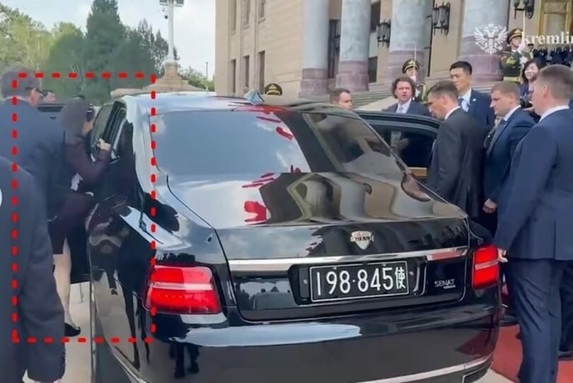 北朝鮮のキム・ジョンウン（金正恩）朝鮮労働党総書記とプーチン露大統領が搭乗した儀典用車両にキム・ヨジョン（金与正）党副部長が同乗する姿が確認された＝クレムリン宮殿映像(c)news1