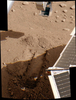 米火星探査機「フェニックス・マーズ・ランダー（Phoenix Mars Lander）」が土を採取した火星地表の跡。スノー・ホワイト（Snow White）と呼ばれている（2008年6月19日撮影、NASA提供）。(c)AFP/NASA/JPL-CALTECH/UNIVERSITY OF ARIZONA/TEXAS A&amp;M UNIVERSITY
