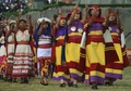 ペルー南東部のクスコで再現された「インティ・ライミ」の儀式（2017年6月24日撮影）。(c)AFP/CRIS BOURONCLE