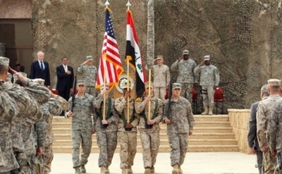 バグダッドで米軍撤収の式典