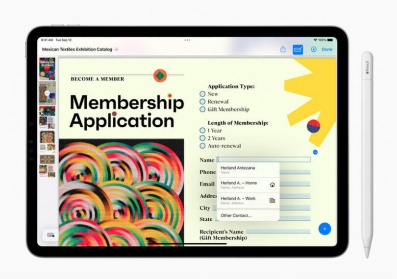 アップルが5年ぶりに公開した新たなアップルペンシル(写真=アップル提供)(c)NEWSIS