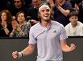 男子テニス、オープン13、シングルス決勝。優勝を喜ぶステファノス・チチパス（2020年2月23日撮影）。(c)GERARD JULIEN / AFP