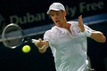 ドバイ・テニス選手権（Dubai Duty Free Tennis Championships 2014）、男子シングルス決勝。リターンを打つトマス・ベルディハ（Tomas Berdych、2014年3月1日撮影）。(c)AFP/MARWAN NAAMANI