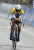 第92回ジロ・デ・イタリア（%%2009 Giro d&apos;Italia%%）第21ステージ（ローマ市街、14.4キロメートル個人タイムトライアル）。ラボバンク（%%Rabobank%%）のデニス・メンショフ（%%Denis Menchov%%、ロシア）が、首位と24秒差の19分06秒でステージを10位で終え、合計タイムを86時間03分11秒として総合優勝を果たした。写真は合計タイム86時間08分39秒で総合6位に入ったアスタナ（%%Astana%%）のリーヴァイ・ライプハイマー（%%Levi Leipheimer%%） 。（2009年5月31日撮影）(c)AFP/DAMIEN MEYER