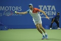 男子テニス、マハラシュトラ・オープン、シングルス決勝。ショットを打つイボ・カルロビッチ（2019年1月5日撮影）。(c)STR / AFP