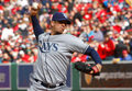 09MLB、ボストン・レッドソックス（%%Boston Red Sox%%）対タンパベイ・レイズ（%%Tampa Bay Rays%%）。試合はレッドソックスが5-3で勝利し、開幕戦を白星で飾った。写真はボストン・レッドソックス戦に先発し、5回1／3を投げて9安打5失点を喫し敗戦投手となったタンパベイ・レイズのジェームズ・シールズ（%%James Shields%%）。（2009年4月7日撮影）(c)AFP/Getty Images/Jim Rogash