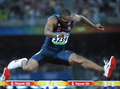 男子400メートルハードル準決勝に臨む米国のアンジェロ・テイラー。（2008年8月16日撮影）(c)AFP/JOE KLAMAR