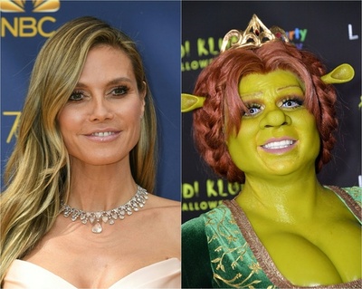 ハイディ・クルムが仮装でフィオナ姫に、米NYでハロウィーンパーティー