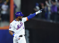 24MLB、ナ・リーグ優勝決定シリーズ（7回戦制）、ニューヨーク・メッツ対ロサンゼルス・ドジャース。6回に適時二塁打を放ち喜ぶニューヨーク・メッツのスターリング・マルテ（2024年10月18日撮影）。(c)Sarah Stier/Getty Images/AF