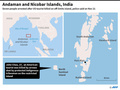 インドのアンダマン・ニコバル諸島にある北センチネル島の位置を示した図。(c)AFP