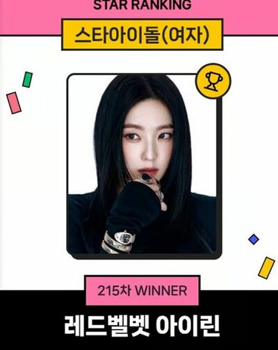Red Velvetアイリーン、スターランキング女性アイドル1位に