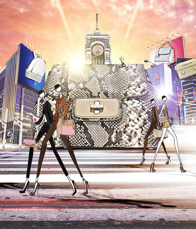 「マイケル・コース」銀座旗艦店オープン記念、コラボイラストレーションを公開