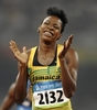 北京五輪陸上・女子400メートルハードルで金メダルを獲得し歓喜するジャマイカのメレーン・ウォーカー。（2008年8月20日撮影）(c)AFP/OLIVIER MORIN