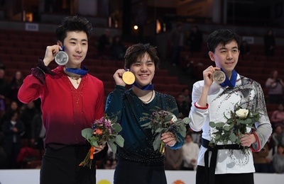 宇野が逆転で初優勝、FS今季最高点の会心演技 四大陸選手権