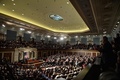 米首都ワシントンの連邦議会の合同会議で壇上に上がったドナルド・トランプ米大統領（2017年2月28日撮影）。(c)AFP/ANDREW CABALLERO-REYNOLDS