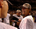 ナ・リーグ地区シリーズ進出を果たし歓喜するロッキーズのトロイ・トゥロウスキィ（%%Troy Tulowitzki%%）。(c)AFP/Getty Images Steve Dykes