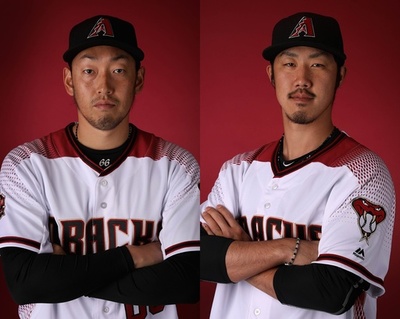 平野と招待選手の中後、ダイヤモンドバックスのフォトデーに参加