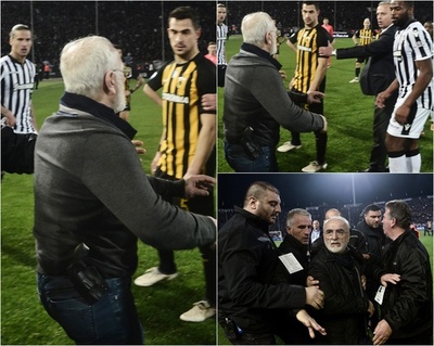 ギリシャ1部リーグが無期限延期に、銃携帯のクラブ会長乱入で