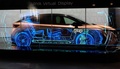 日産自動車が発表した新型電気自動車（EV）「アリア」の特徴を説明するディスプレー。横浜市のニッサンパビリオンで（2020年7月14日撮影）。(c)Kazuhiro NOGI / AFP
