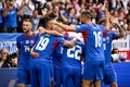 サッカー欧州選手権、決勝トーナメント1回戦、イングランド対スロバキア。先制点を喜ぶスロバキアの選手（2024年6月30日撮影）。(c)INA FASSBENDER / AFP