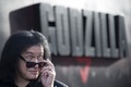 米ハリウッド（Hollywood）で開催の映画『GODZILLA』のプレミア上映会に出席したミュージシャンのジーン・シモンズ（RGene Simmons、2014年5月8日撮影）。(c)AFP/ROBYN BECK