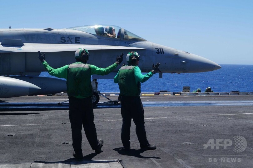 米空母乗員たちの故郷への想い、対IS戦で半年以上地中海に