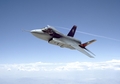 試験飛行中の統合打撃戦闘機（Joint Strike Fighter、JSF）試作機、X35（撮影日、撮影場所不明、2002年10月29日ロッキード・マーチン提供）。(c)AFP/LOCKHEED MARTIN