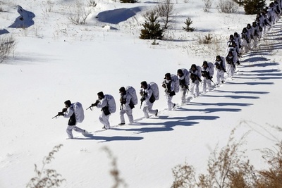 極寒の雪山で訓練、隊列なす兵士ら 中国