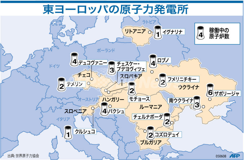 【図解】東欧における原子力発電所 写真1枚 国際ニュース：AFPBB News