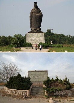 秦の始皇帝の巨像、強風で倒壊 中国・山東省の観光名所 写真5枚 国際